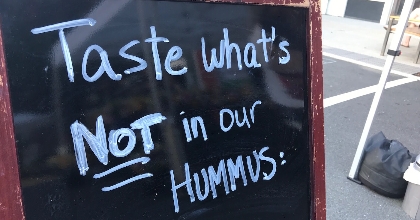unique branding hummus sign